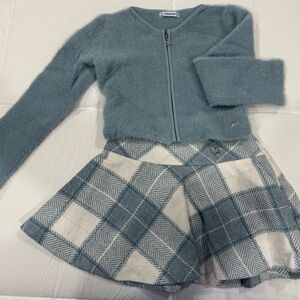 Mayoral Soft Blue Fuzzy Cardigan